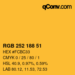Código de color: RGB 252 188 51 | qconv.com