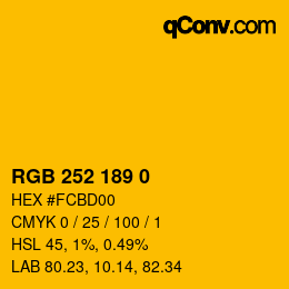 Code couleur: RGB 252 189 0 | qconv.com