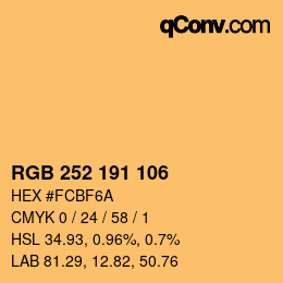 Color code: RGB 252 191 106 | qconv.com