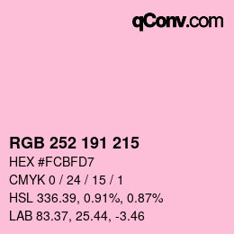 Color code: RGB 252 191 215 | qconv.com