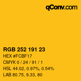 Color code: RGB 252 191 23 | qconv.com