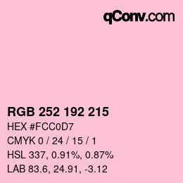 カラーコード: RGB 252 192 215 | qconv.com