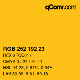 カラーコード: RGB 252 192 23 | qconv.com