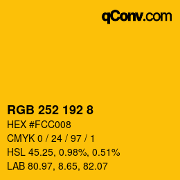 カラーコード: RGB 252 192 8 | qconv.com