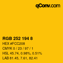 カラーコード: RGB 252 194 8 | qconv.com