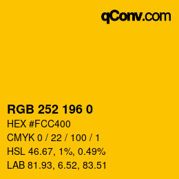 Code couleur: RGB 252 196 0 | qconv.com