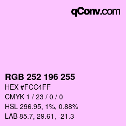 カラーコード: RGB 252 196 255 | qconv.com