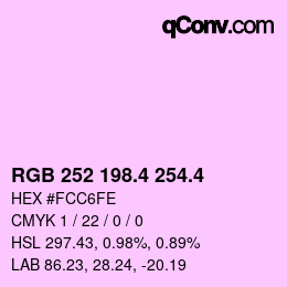 カラーコード: RGB 252 198.4 254.4 | qconv.com
