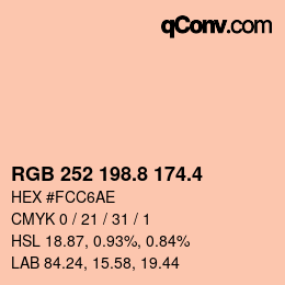 カラーコード: RGB 252 198.8 174.4 | qconv.com