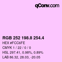 カラーコード: RGB 252 198.8 254.4 | qconv.com