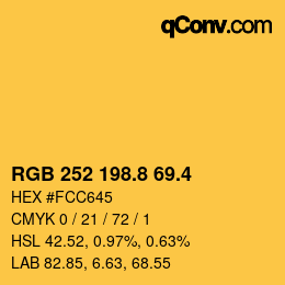 カラーコード: RGB 252 198.8 69.4 | qconv.com