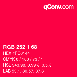 Color code: RGB 252 1 68 | qconv.com