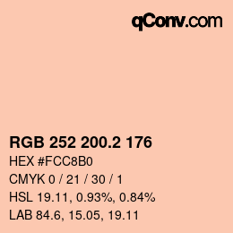 カラーコード: RGB 252 200.2 176 | qconv.com