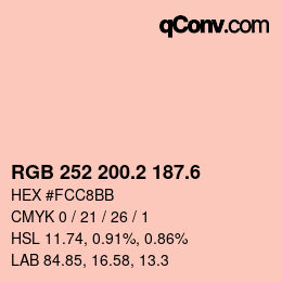 カラーコード: RGB 252 200.2 187.6 | qconv.com