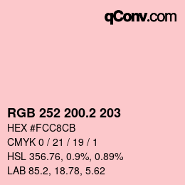カラーコード: RGB 252 200.2 203 | qconv.com