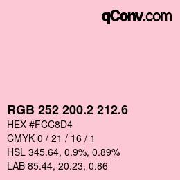 カラーコード: RGB 252 200.2 212.6 | qconv.com