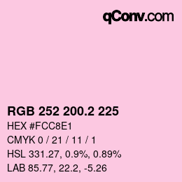 カラーコード: RGB 252 200.2 225 | qconv.com