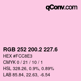 カラーコード: RGB 252 200.2 227.6 | qconv.com
