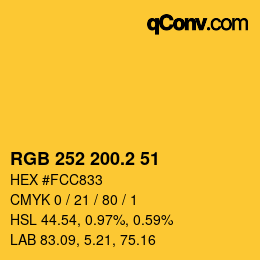 カラーコード: RGB 252 200.2 51 | qconv.com