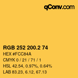 カラーコード: RGB 252 200.2 74 | qconv.com