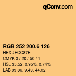 カラーコード: RGB 252 200.6 126 | qconv.com