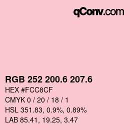 カラーコード: RGB 252 200.6 207.6 | qconv.com