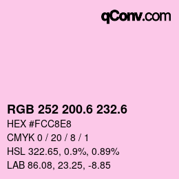 カラーコード: RGB 252 200.6 232.6 | qconv.com