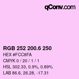 カラーコード: RGB 252 200.6 250 | qconv.com
