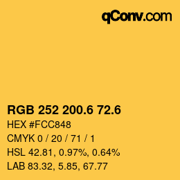 カラーコード: RGB 252 200.6 72.6 | qconv.com