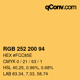 颜色代码: RGB 252 200 94 | qconv.com