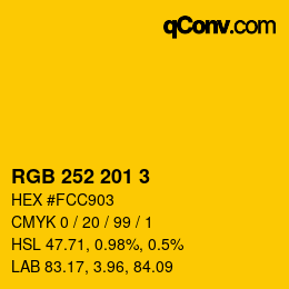 カラーコード: RGB 252 201 3 | qconv.com