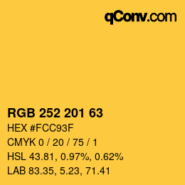Farbcode: RGB 252 201 63 | qconv.com