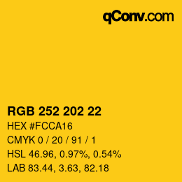 Color code: RGB 252 202 22 | qconv.com