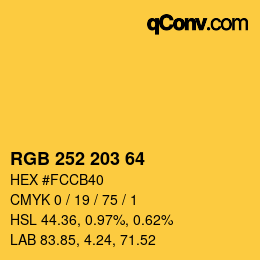 カラーコード: RGB 252 203 64 | qconv.com