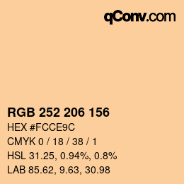 Color code: RGB 252 206 156 | qconv.com