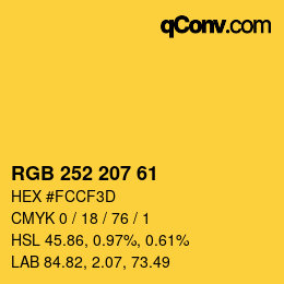 Color code: RGB 252 207 61 | qconv.com