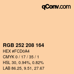 カラーコード: RGB 252 208 164 | qconv.com