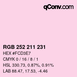 Color code: RGB 252 211 231 | qconv.com