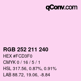 Color code: RGB 252 211 240 | qconv.com