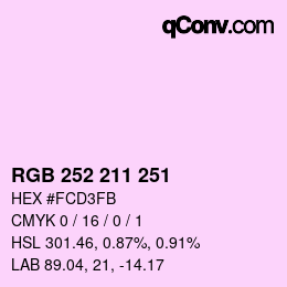 Color code: RGB 252 211 251 | qconv.com