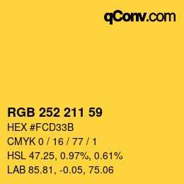 颜色代码: RGB 252 211 59 | qconv.com