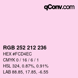 颜色代码: RGB 252 212 236 | qconv.com