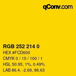 Farbcode: RGBA 252 214 0 1 | qconv.com