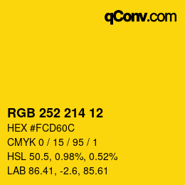 Color code: RGB 252 214 12 | qconv.com