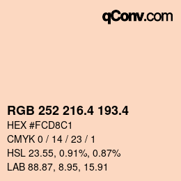 カラーコード: RGB 252 216.4 193.4 | qconv.com