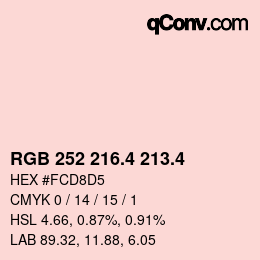 カラーコード: RGB 252 216.4 213.4 | qconv.com