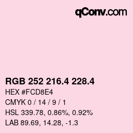 カラーコード: RGB 252 216.4 228.4 | qconv.com