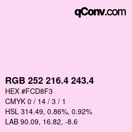 カラーコード: RGB 252 216.4 243.4 | qconv.com