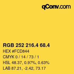 カラーコード: RGB 252 216.4 68.4 | qconv.com