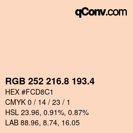 カラーコード: RGB 252 216.8 193.4 | qconv.com